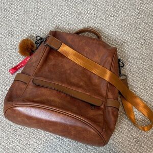 Elegant Brown Leather Women's Backpack